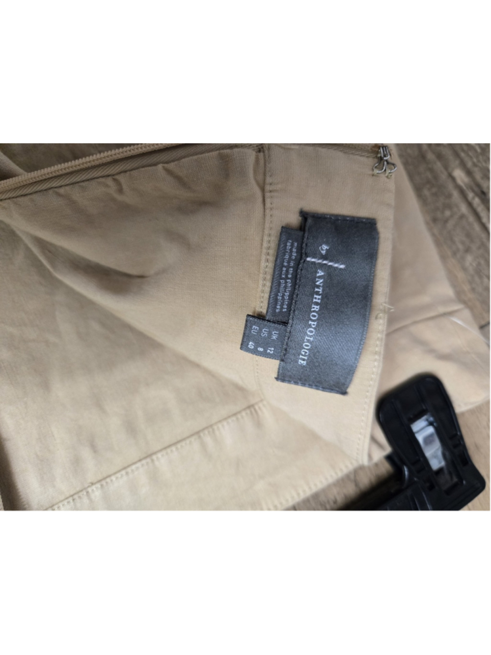 NWT By Anthropologie Linen Wrap Midi Skirt 8 Tan Khaki - Picture 5 of 12